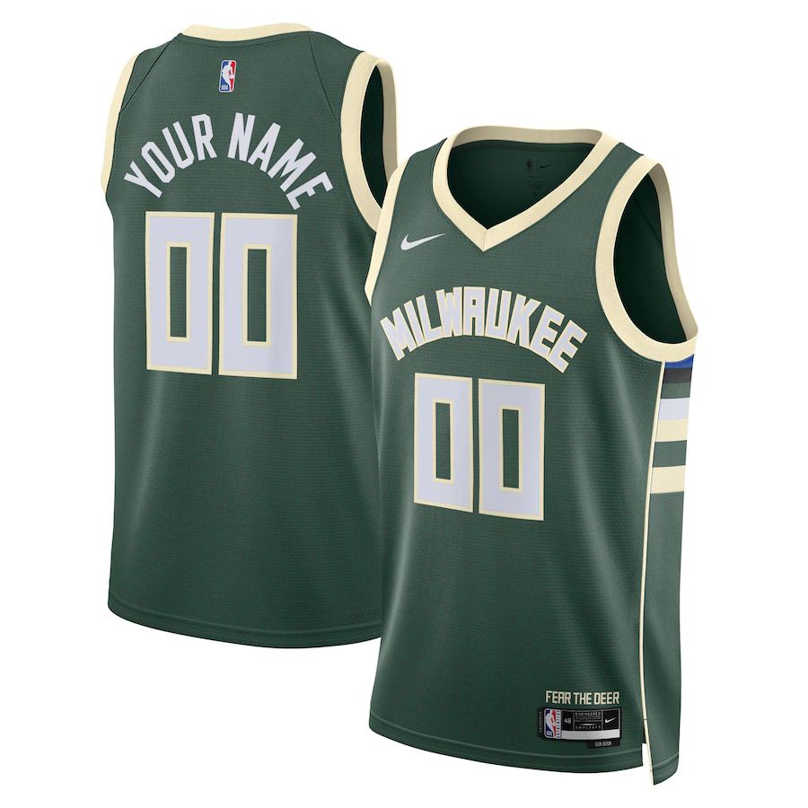 Men Milwaukee Bucks Nike Hunter Green Icon Edition 2022-23 Swingman Custom NBA Jersey->milwaukee bucks->NBA Jersey